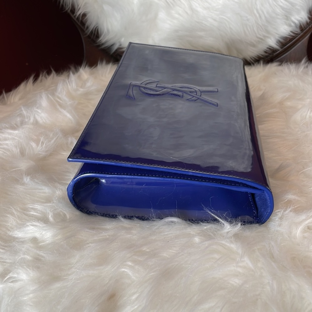 100% AUTHENTIC YSL CLUTCH IN BLUE PATENT LEATHER - Picture 6 of 10